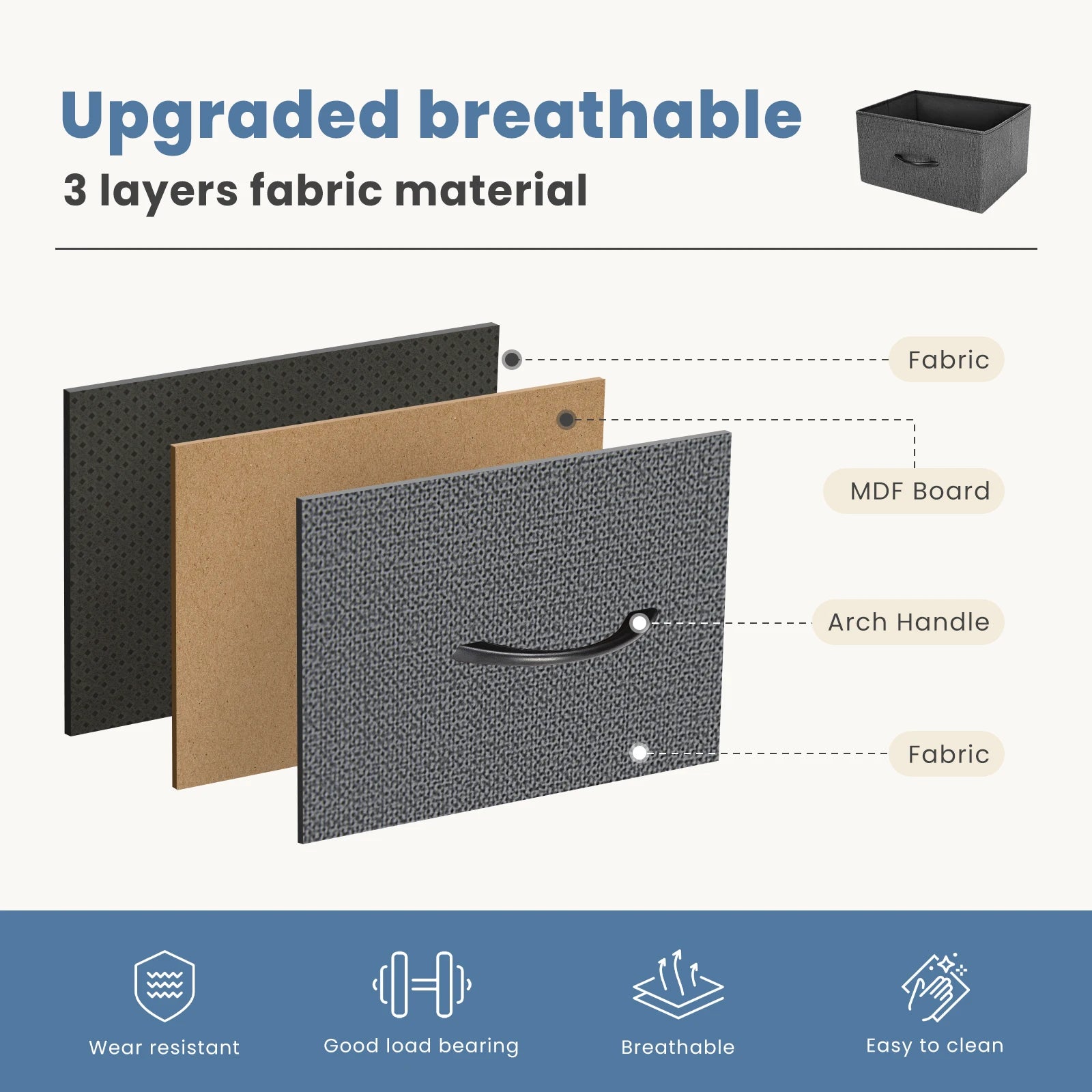 JHK Dresser For Bedroom With 4 Fabric Drawers, Nightstand Wardrobe Steel Frame Closet