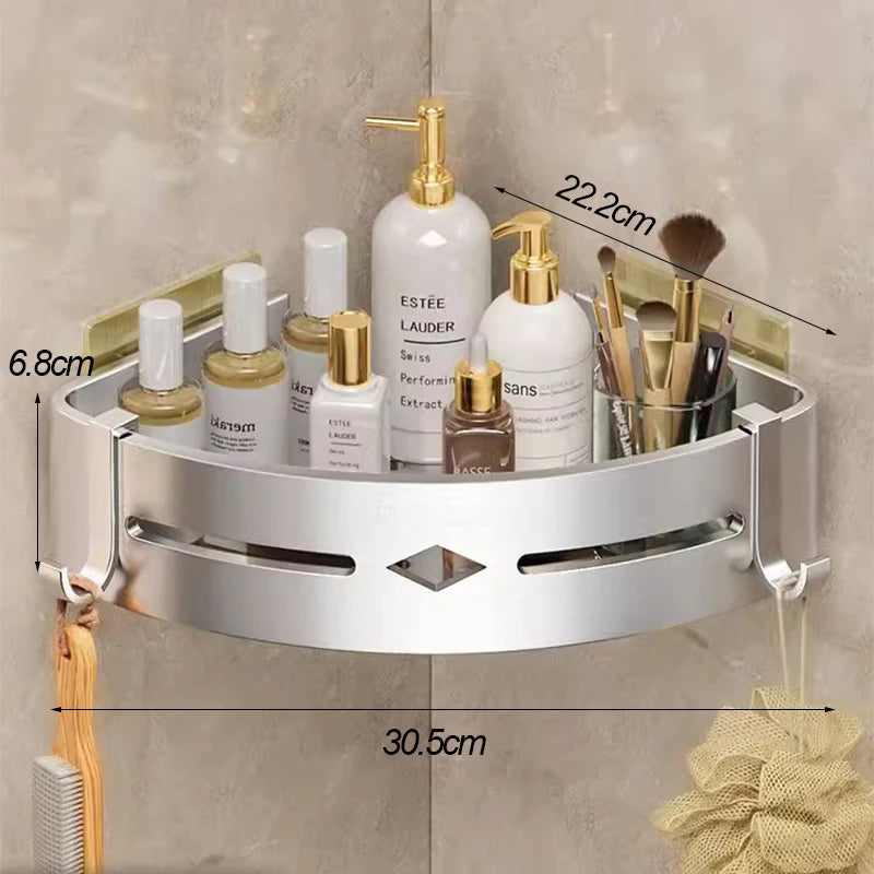 Wall Mount Toiletries Basket Storage Shelf Without Drilling Toilet Shower Shelf Bathroom Accessories Storage Unit For Bathroom