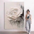 100% Handpainted Oil Painting On Canvas, New Handmade Knife Flower Oil Painting