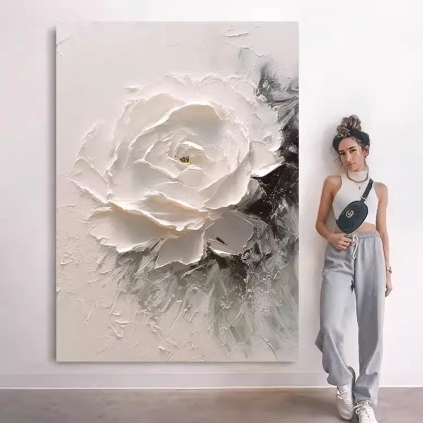100% Handpainted Oil Painting On Canvas, New Handmade Knife Flower Oil Painting
