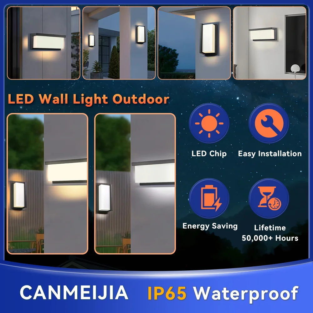 Modern square wall light LED Flush mount Black Home Decor Wall Sconce IP65 Waterproof