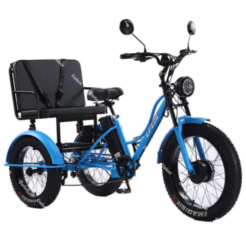 3 Wheels Off Road Electric Bicycle All Terrain With Back Seat For Adults 750W Fat Tire Powerful Electric Bike With Basket