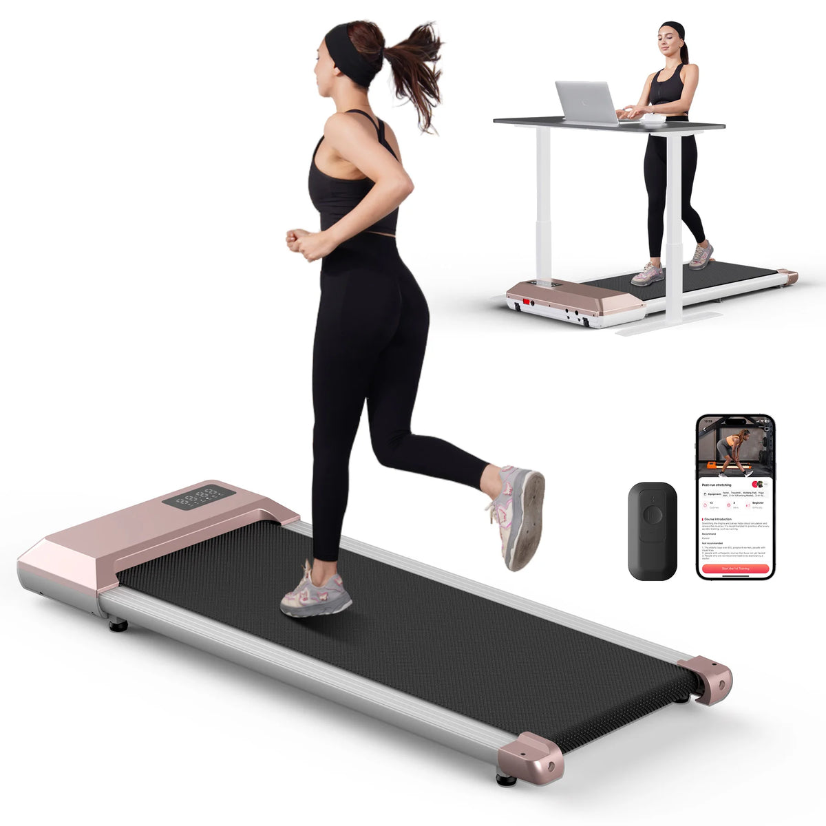 2.5HP Treadmill & Walking Pad, LCD Digital Data Display, 2in1 Walking Running Fitness Exercise Machine