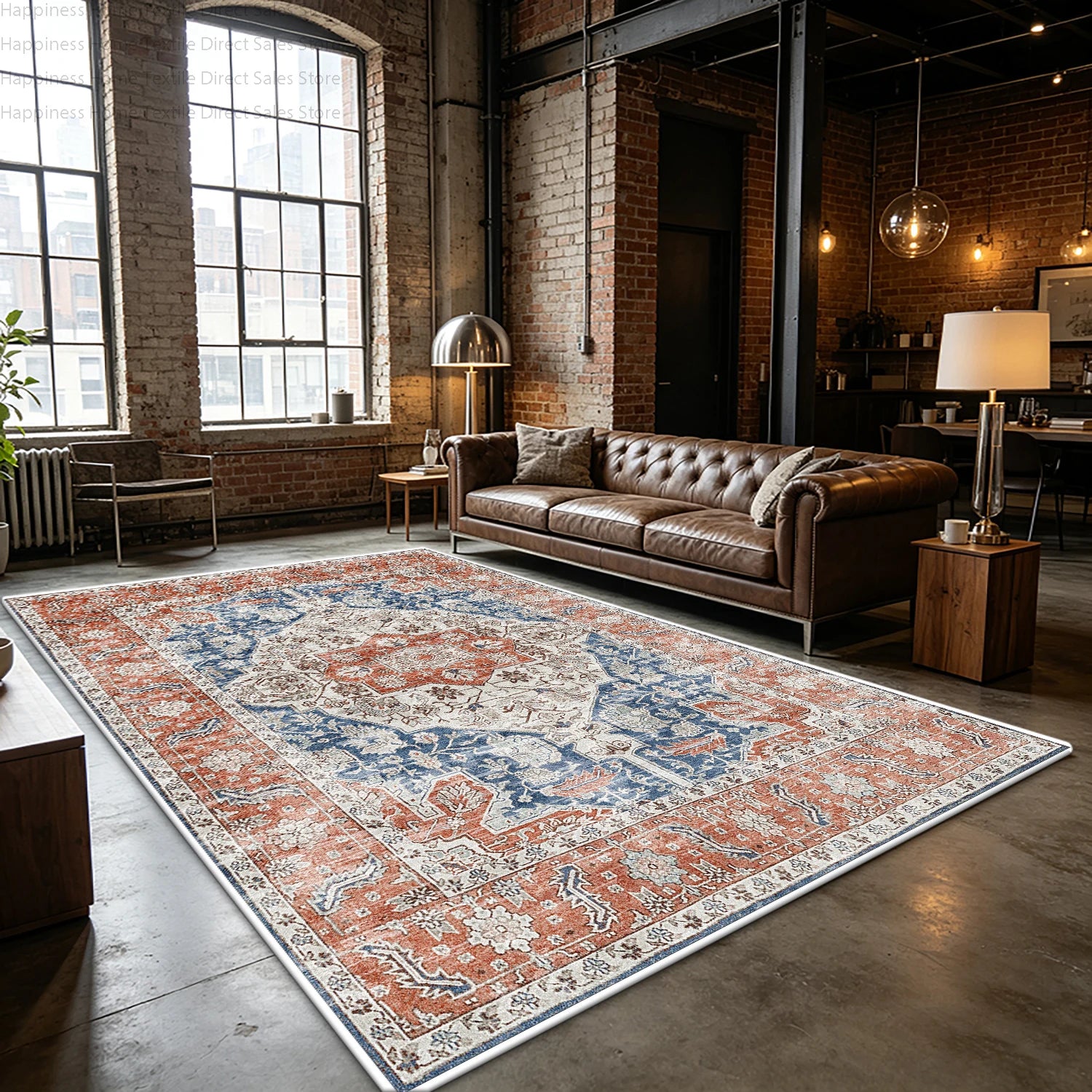 Retro Light Colored Living Room Persian Rug Bedroom Aesthetic Large Area Antiskid Washable Carpet Soft Fluffy Lounge Floor Mats