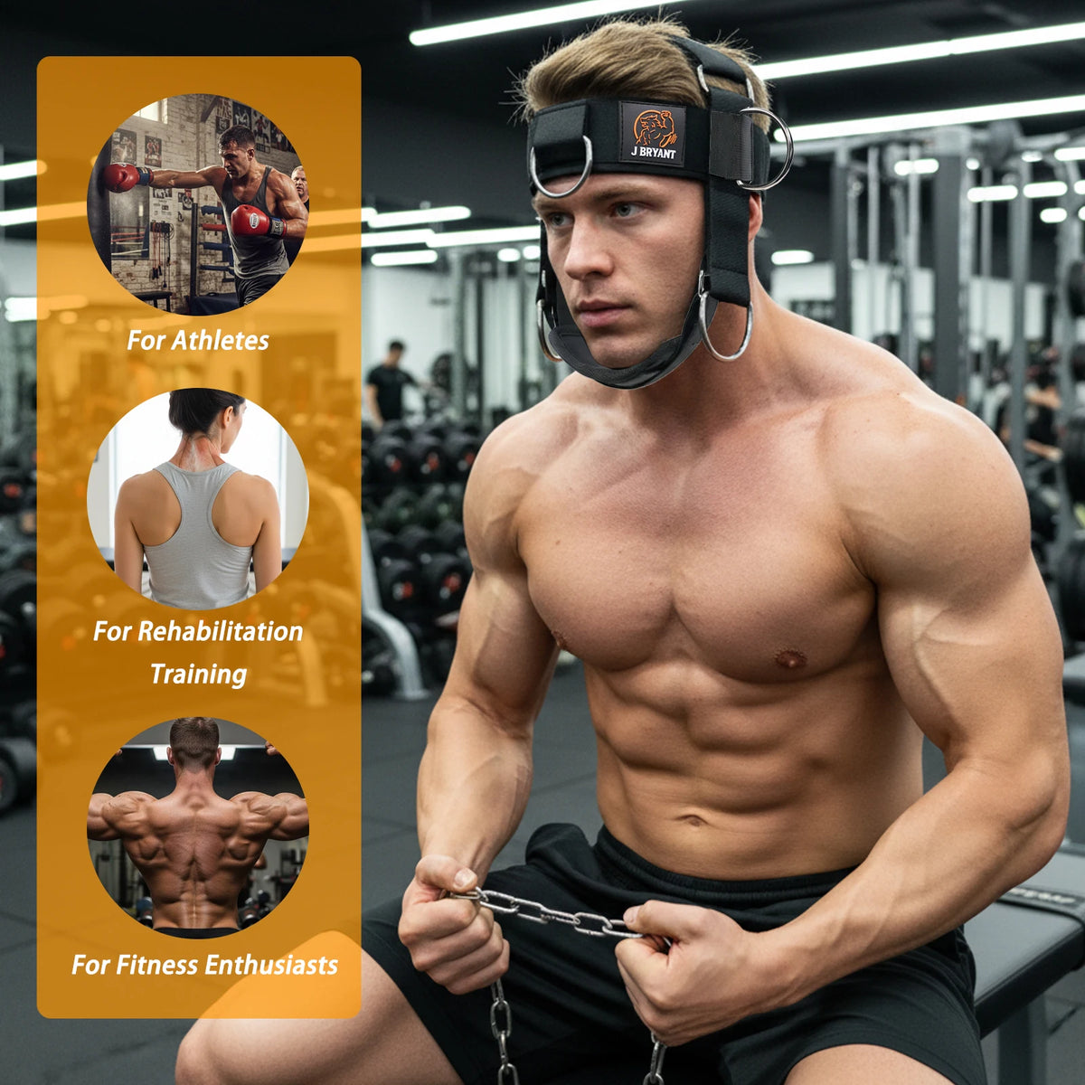 Adjustable Neck Harness for Resistance Bands & Weightlifting Multi-Directional Neck Training,