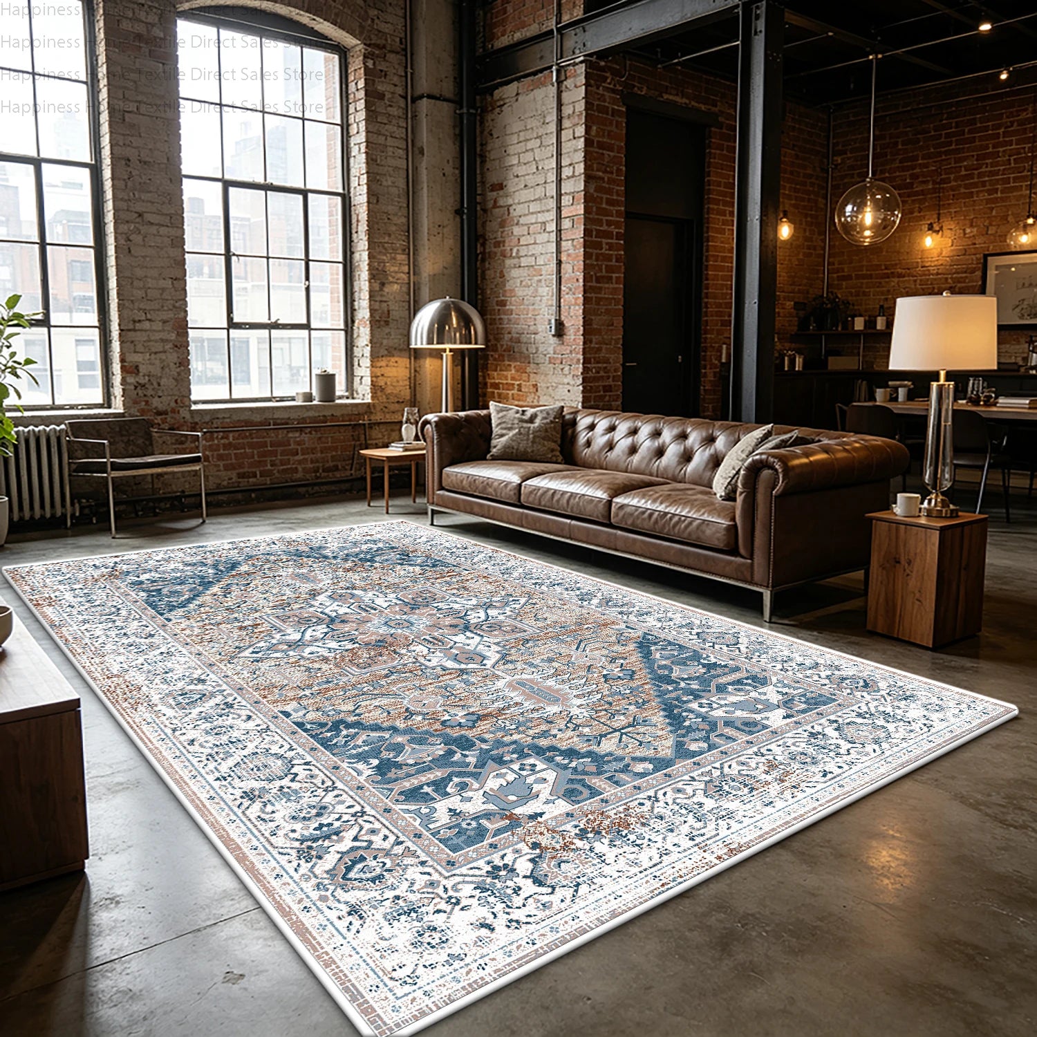 Retro Light Colored Living Room Persian Rug Bedroom Aesthetic Large Area Antiskid Washable Carpet Soft Fluffy Lounge Floor Mats