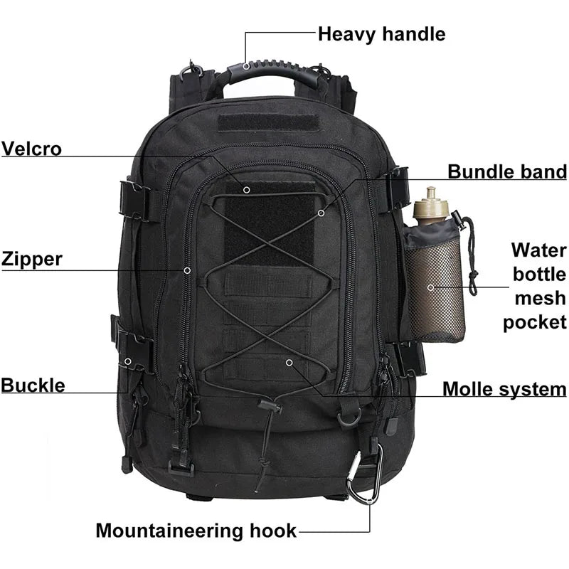 60L Military Tactical Backpack, Army Molle Assault Rucksack