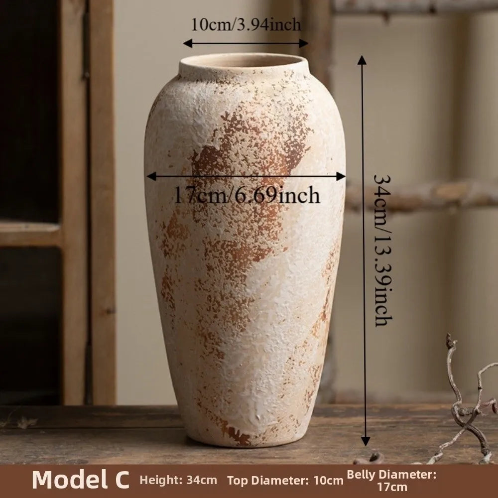 Wabi Sabi Style Ceramic Vase, Decorative Unique Speckled Texture Flower Pot