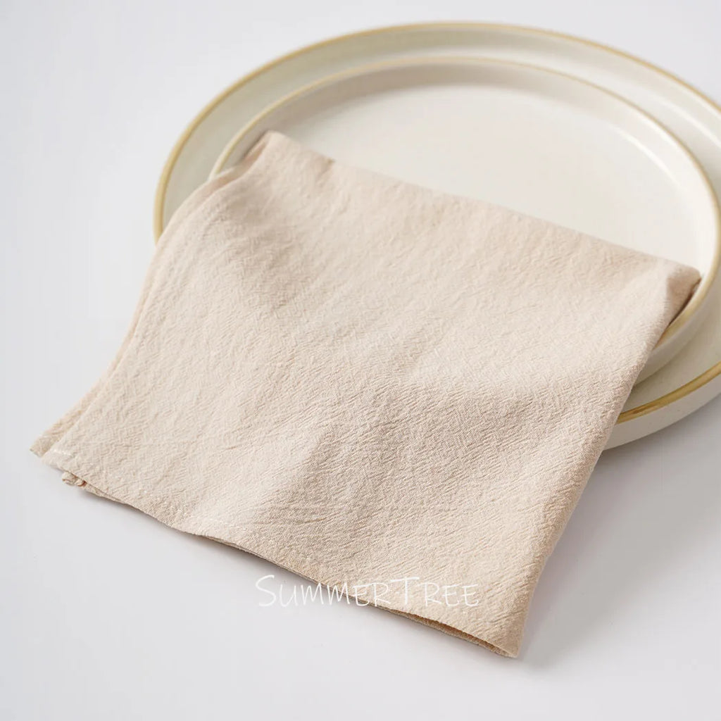 10 Pack 40x40cm Napkins, Washed Cotton Cloth Plain Vintage Style Soft Tea Towels, Place Mats