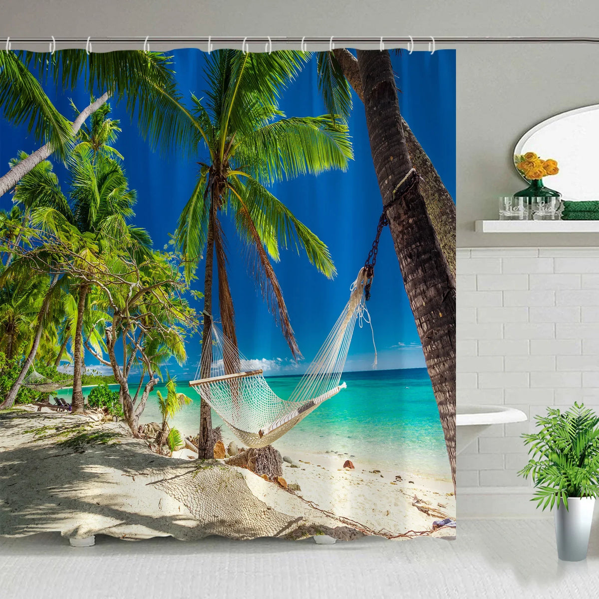 Hawaii Landscape Outdoor Shower Curtain Bathroom Decor Set