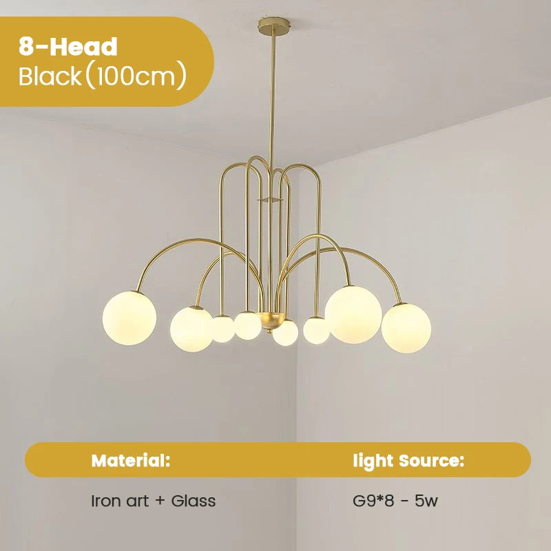 Comet LED Chandelier, Nordic Minimalist Glass Globe Lamps