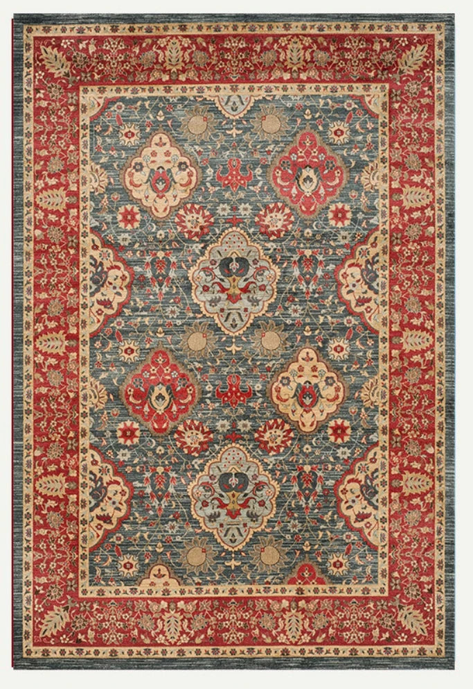 Red Turkish Vintage Design Carpet for Living Room Bedroom Floor Rug Boho Washable Themed Decor Floor Mat Kitchen table floor mat