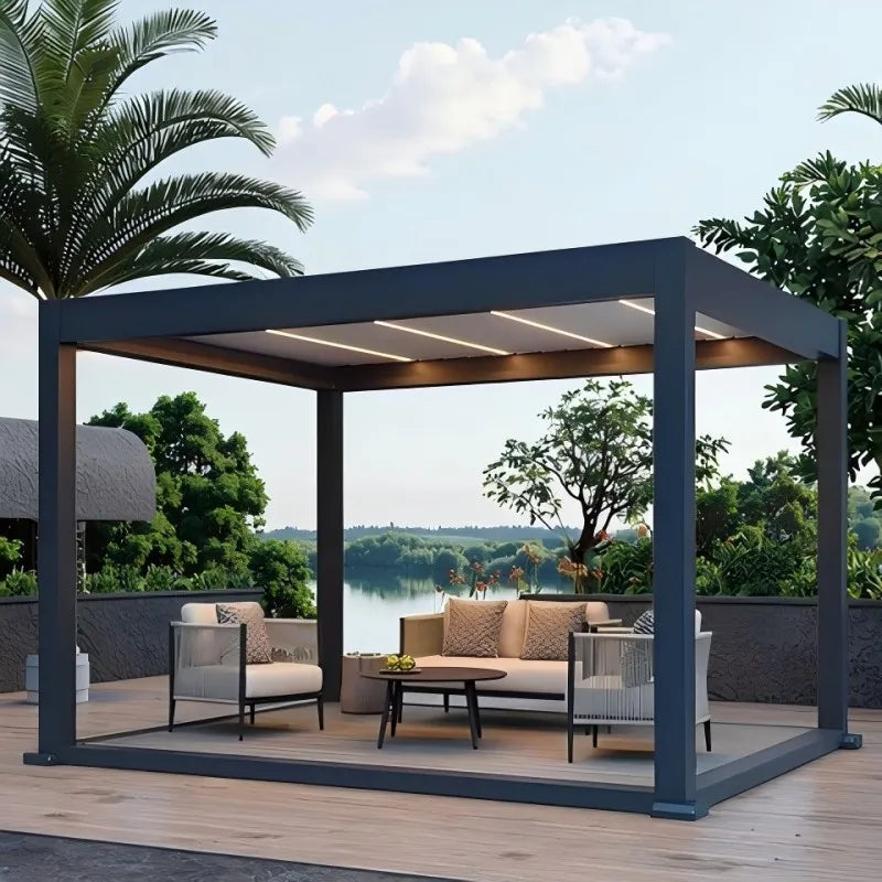 Any Size Custom Aluminum Alloy Pergola LED Light Waterproof Weather Resistant Outdoor Patio Backyard Pool Garden UV Easy Clean