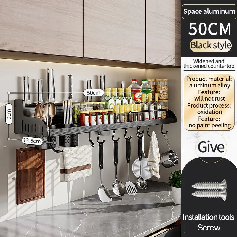 Kitchen Storage Rack Multi Functional Home Wall Mounted Seasoning Chopsticks Knife Holder Complete Collection of Supplies Rack