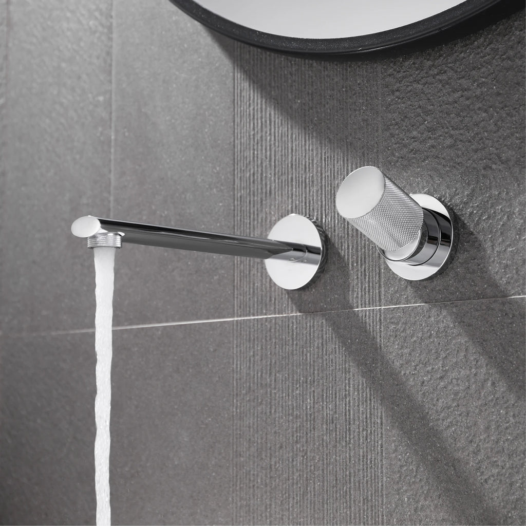 Luxury Brass Wall Mounted Bathroom Faucet with Single Handle and 2-Hole Modern Design, Six Finishes.