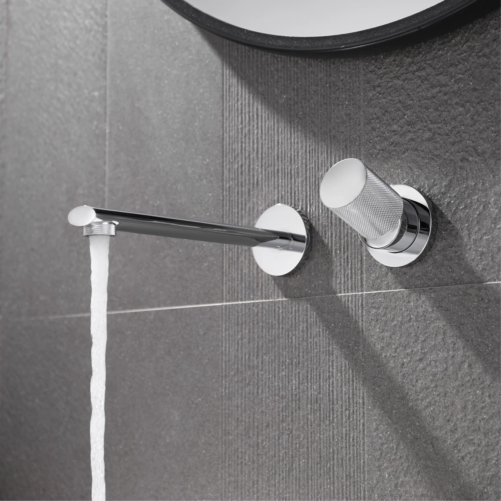 Luxury Brass Wall Mounted Bathroom Faucet with Single Handle and 2-Hole Modern Design, Six Finishes.