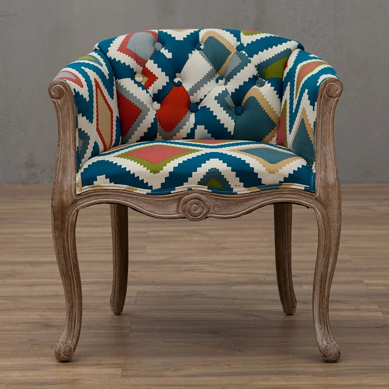 Leisure Sofa Chair, Solid Wood Antique Dining Chair, European Hotel Dining Chair, Living Room Leisure Sofa Chair