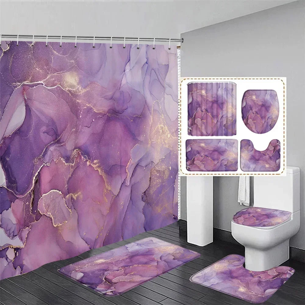 Abstract Art Bathroom Decor Door Rug Bath Mat Toilet Lid Cover
