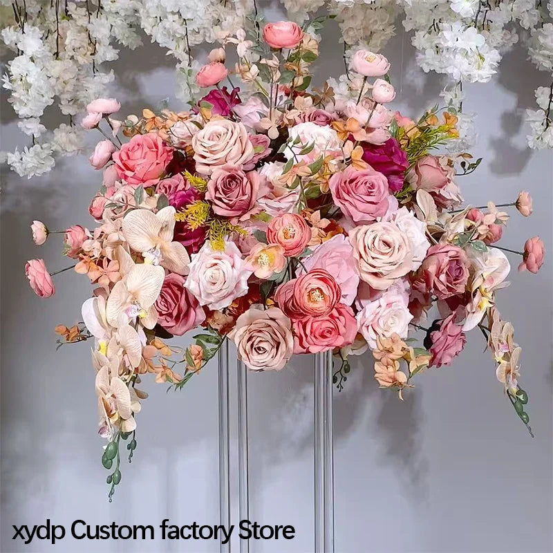 70/60/50/40cm Pink Rose & Orchid Artificial Large Flower Table Centerpiece
