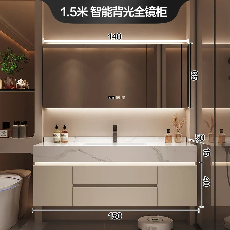 Luxury Bathroom Vanity Cabinet with Storage, Mirror, Wall Shelves