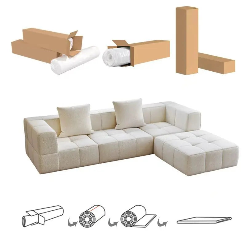 Living Room Compressed Vacuum Sofas, Modern Small Apartment Fabric Living Room Sofa