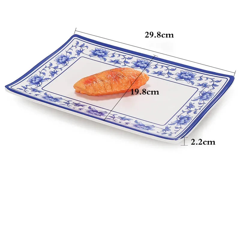1pc Food Grade Plastic Dinner Plates Chinese Melamine Plastic Is Not Easy To Break Rectangular Plate Restaurant Kitchen Supplies