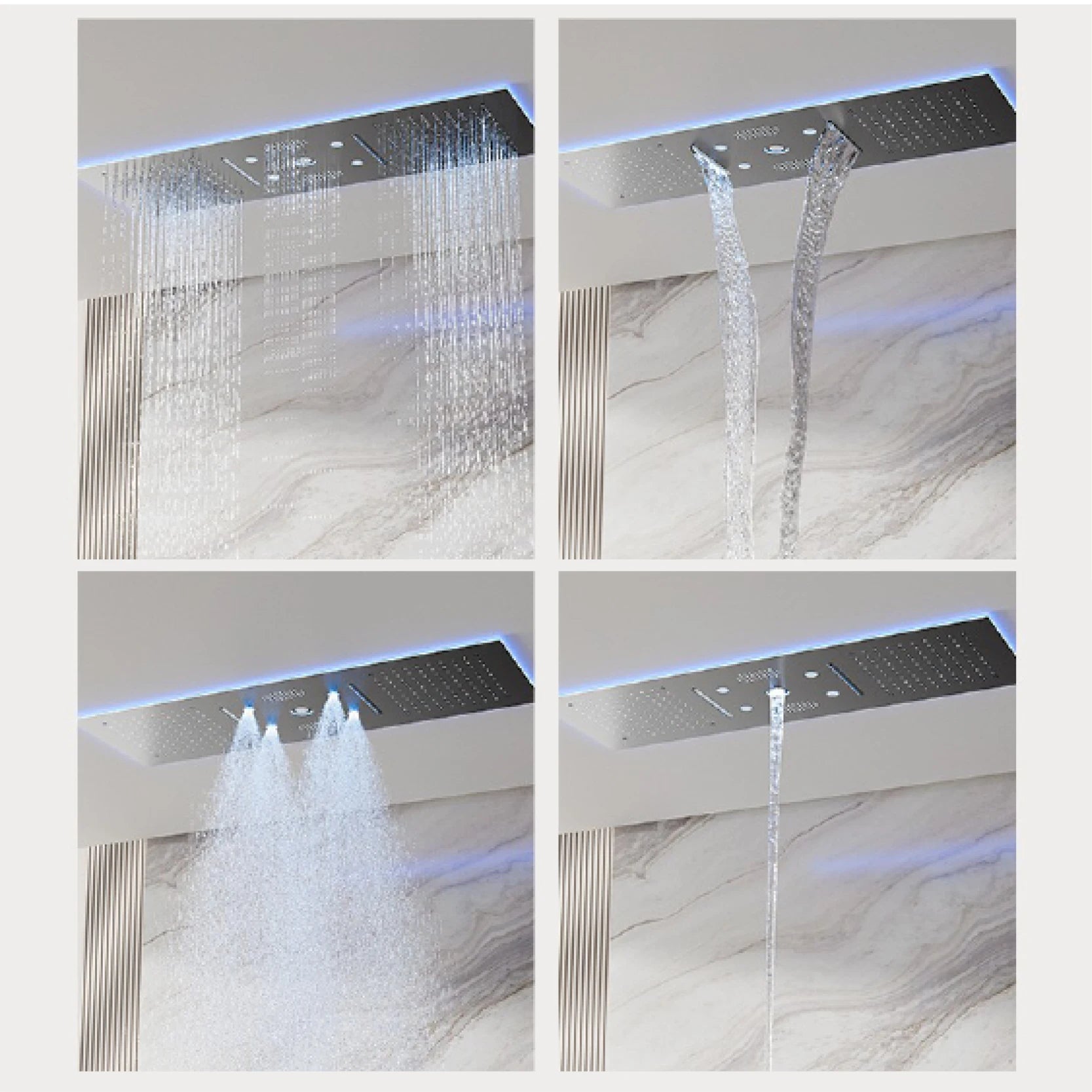AITANA Luxury Brass Gunmetal LED Display Thermostatic Shower System Bathroom Ceiling Embedded Concealed Giant Curtain Rainfall