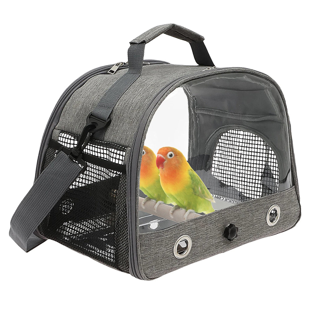 Portable Bird Cage Parrot Carrier with Tray Travel Clear Window Bird Pet Backpack for Parakeet Lovebird Cockatiel Travel Bag