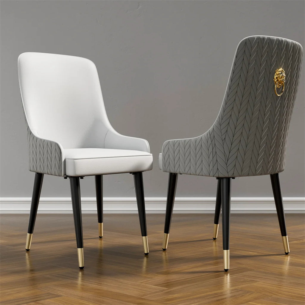 LUVODI Dining Chairs Set of 2 Luxury Microfiber Leather Leisure Chair with Lion Knocker Kitchen Table Chairs for Restaurant