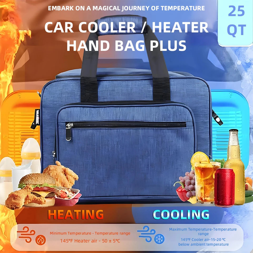 25L Foldable Insulated Cooler Warmer Bag for Car, Home, Picnic, Camping