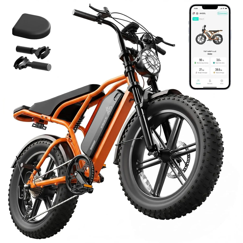 TST Electric Bike for Adults 1500W Peak 20" Fat Tire All-Terrain E-Bike 60 Miles Electric Dirt Bike - 48V 15 AH Battery,