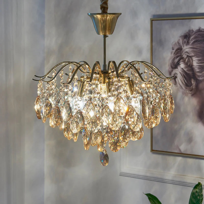 Luxury French Crystal Ceiling Pendant LED Lamp  Chandeliers