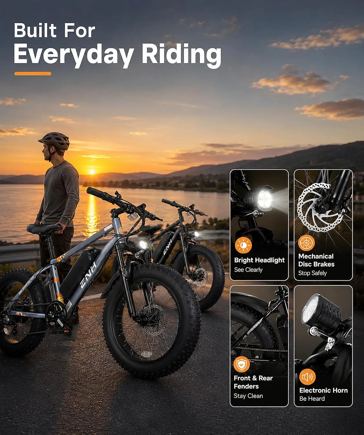 Electric Bike for Adults, 1000W Peak Motor 25Mph 65 Miles Fat Tire Ebike with 48V 15Ah Removable Battery, 20"/24",