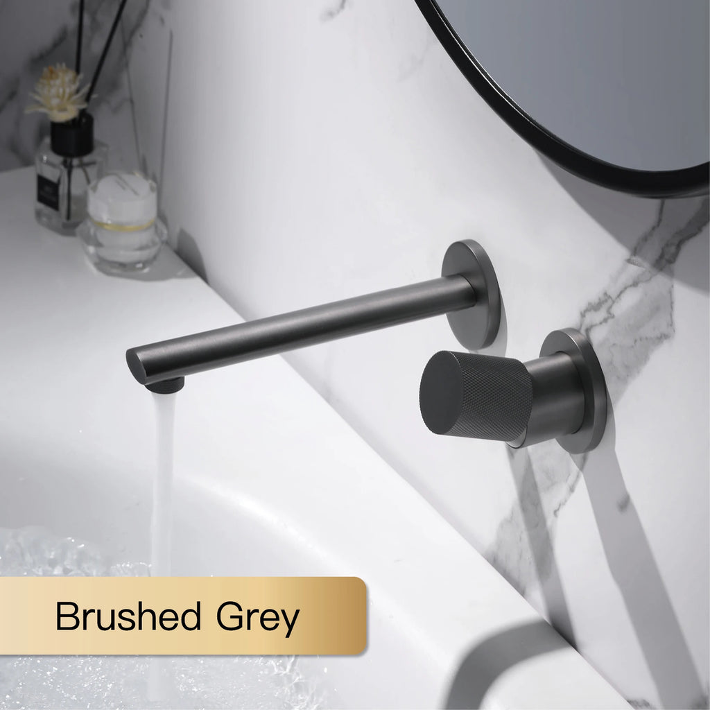Luxury Brass Wall Mounted Bathroom Faucet with Single Handle and 2-Hole Modern Design, Six Finishes.