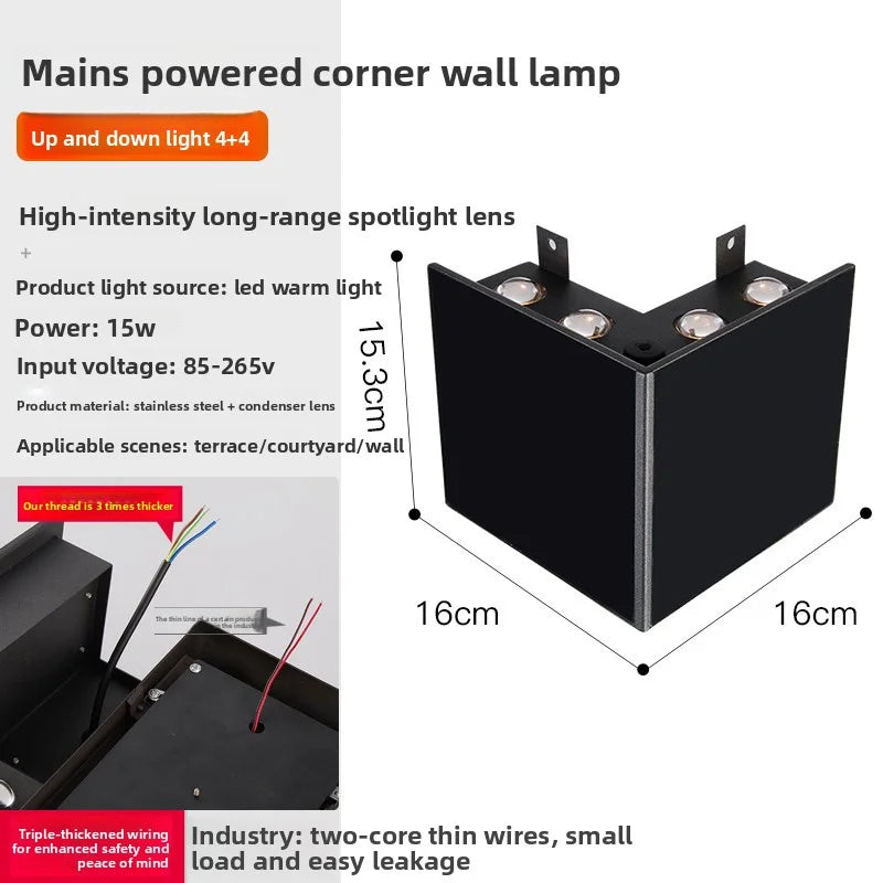 Outdoor Solar Wall Washing Lights For The Courtyard For The Gates And Pillars Of The Villa On The Corners And Corners Of The Wal