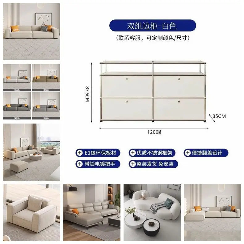 Modern Living Room Cabinet Modular Sideboard Storage Cabinets Combination TV Stand for Customizable Steel Frame Wood  Furniture