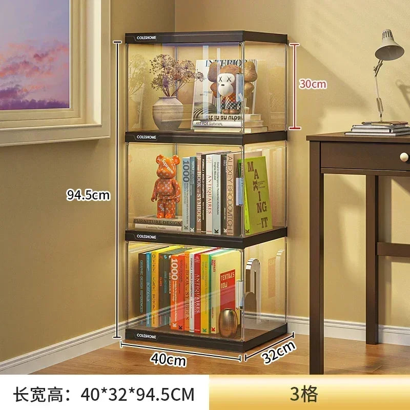 Nordic Living Room Display Cabinet Bookshelf Storage Organizer With Lights