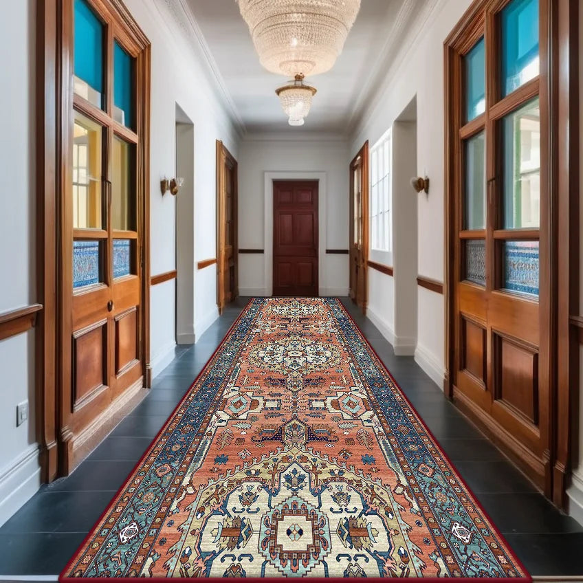 Persian Red Long Corridor Carpet Non-slip Decoration Home Bohemian Retro Entryway Rug Washable Boho Runners Mat Customizable