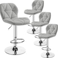 Set of 4 Adjustable Swivel Bar Stools, Counter Height with Back, 300 lbs Capacity, Light Grey PU Leather