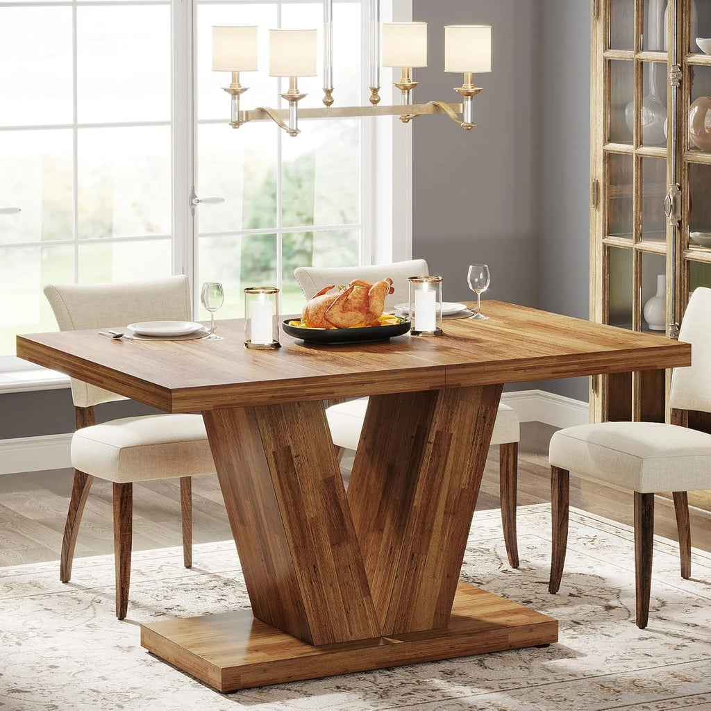 LITTLE TREE 47-Inch Dining Table for 4,Dinner Table with Heavy Duty Pedestal,