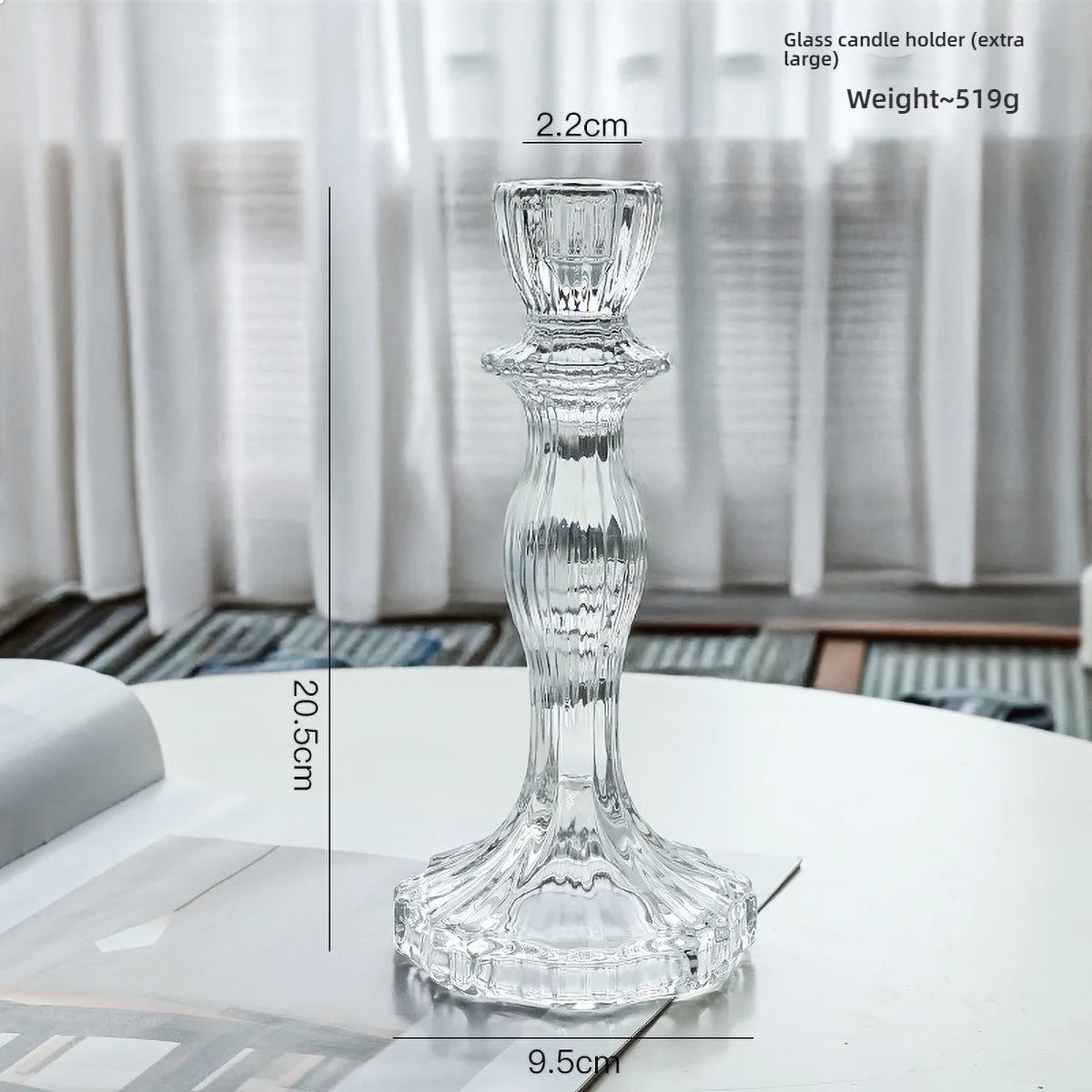 Glass Candle Wick Holder Clear Pillar Table Design Candlestick for Dining Decor