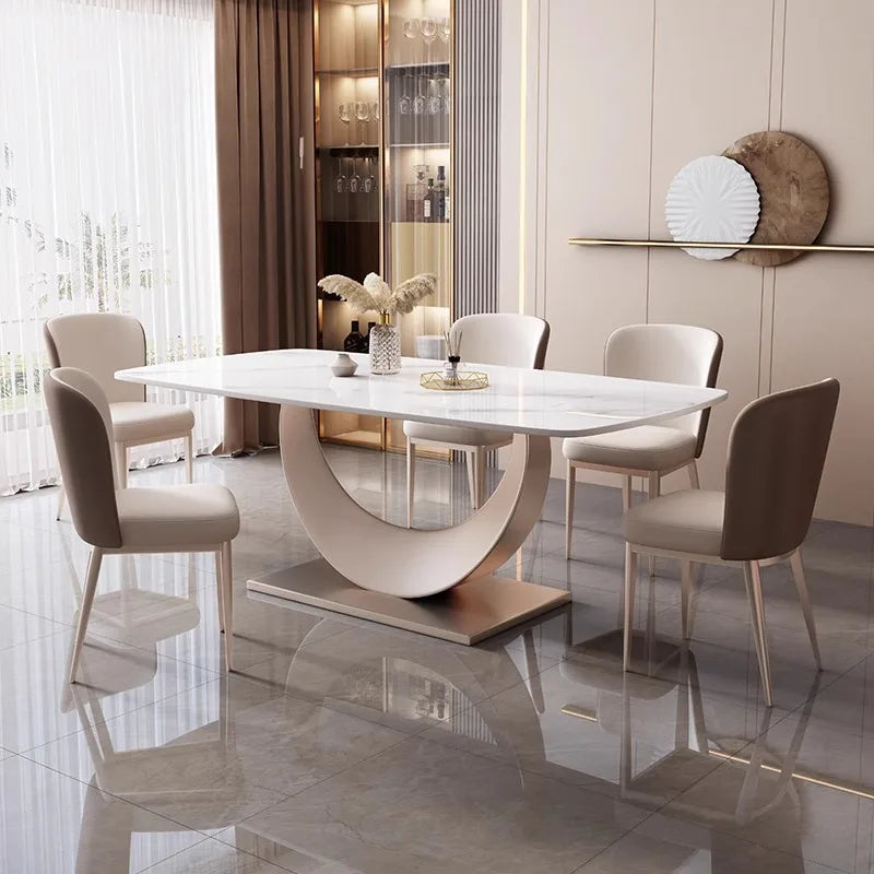 Modern Rectangular Marble Dining Table, Also Chairs