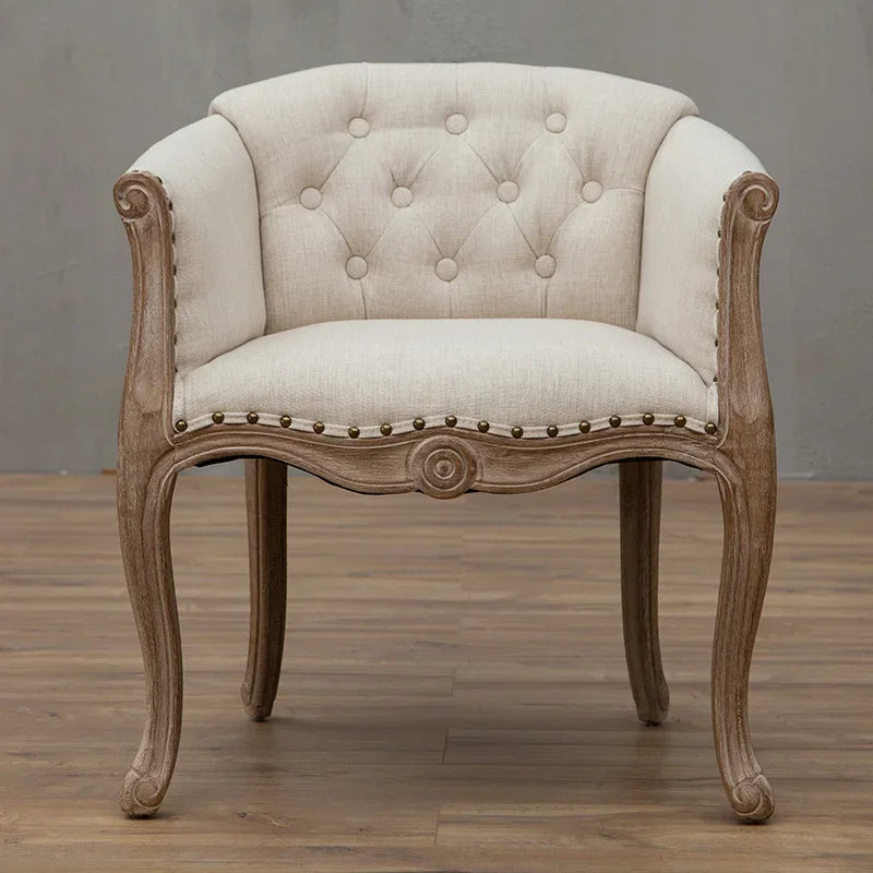 Leisure Sofa Chair, Solid Wood Antique Dining Chair, European Hotel Dining Chair, Living Room Leisure Sofa Chair