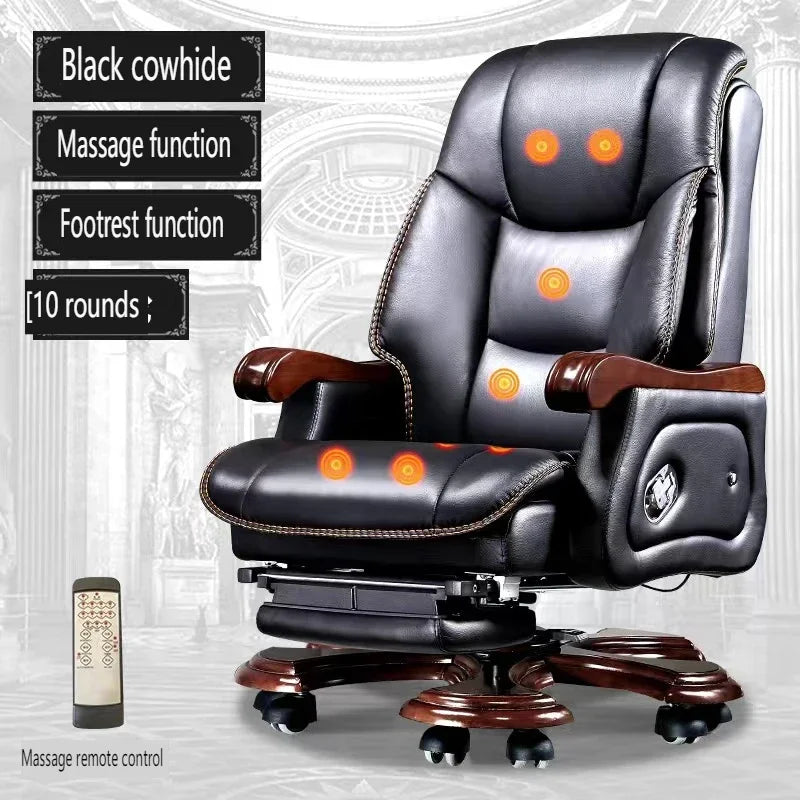 #i Chinese Boss Chair, Business leather CEO Office chair with massage pedal,