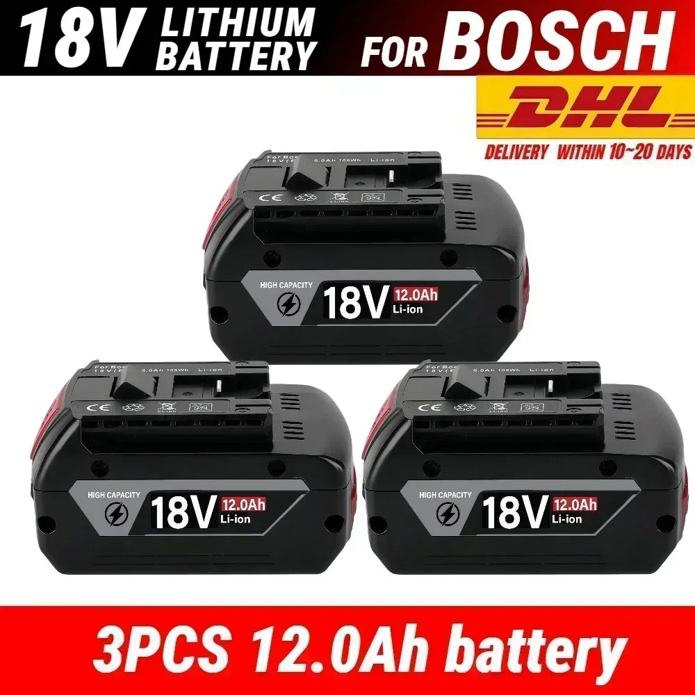 Rechargeable Lithium-Ion Battery for Bosch 18V Tools, 8/10/12.0 Ah Power Tool Batteries