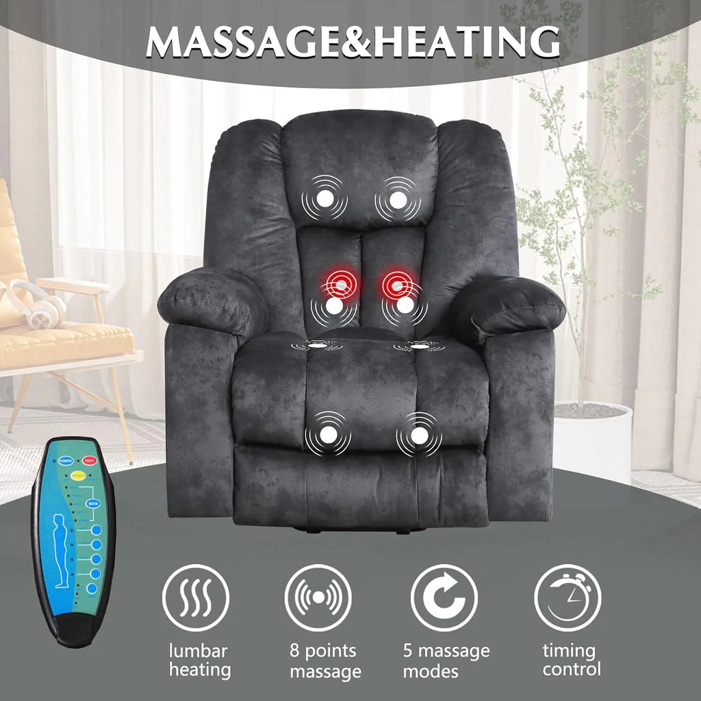 Large Power Lift Recliner with Massage, Heat & USB for Elderly,