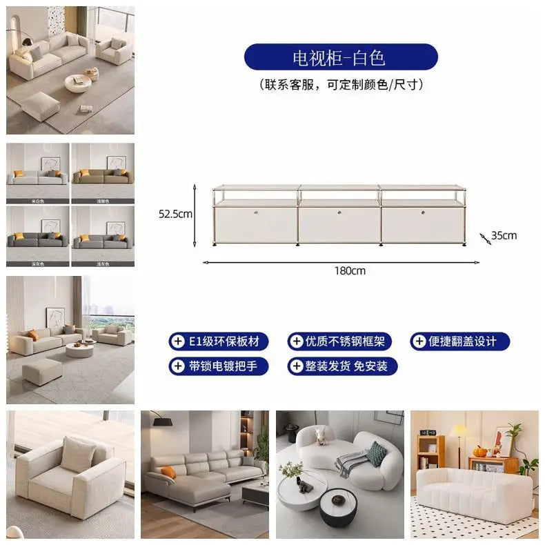 Modern Living Room Cabinet Modular Sideboard Storage Cabinets Combination TV Stand for Customizable Steel Frame Wood  Furniture