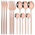 12pcs Black Gold Dinnerware Set Stainless Steel Tableware Knife Fork Coffee Spoon Teaspoons Cutlery Set Party Kitchen Flatware