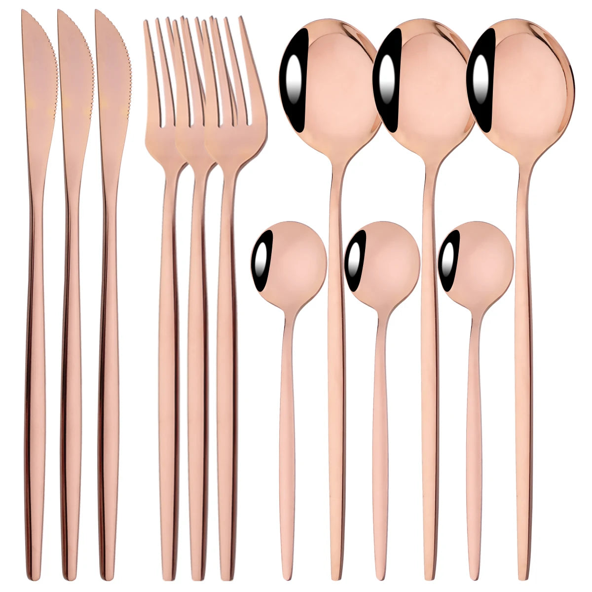 12pcs Black Gold Dinnerware Set Stainless Steel Tableware Knife Fork Coffee Spoon Teaspoons Cutlery Set Party Kitchen Flatware