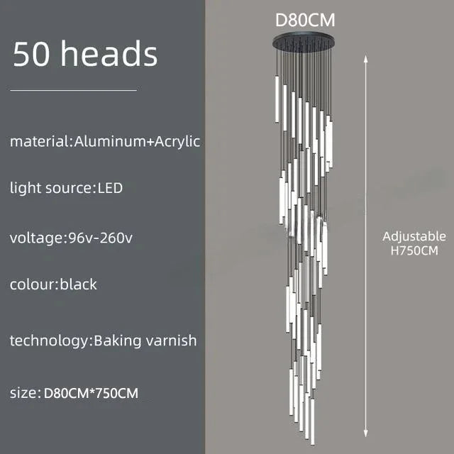 Modern Ceiling Chandelier LED Living Room Spiral Staircase Lighting